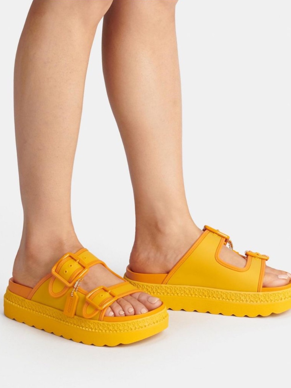 Coach Lucy Rubber Platform Slide Sandals with Adjustable Buckles Size 10B